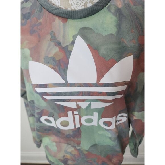 Adidas Womens Pastel Camo Crewneck Sweatshirt W/pockets Athleisure XS - Picture 2 of 8